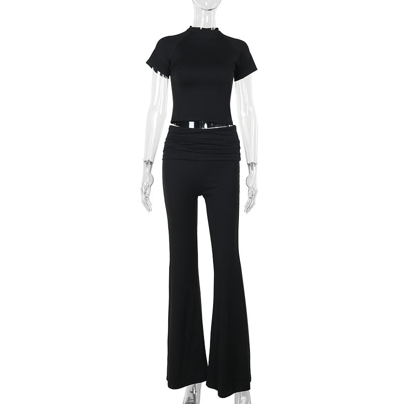 Damen Lässiges Koordinations-Set mit hoch taillierter Hose und kurzem Oberteil Echo Archiv