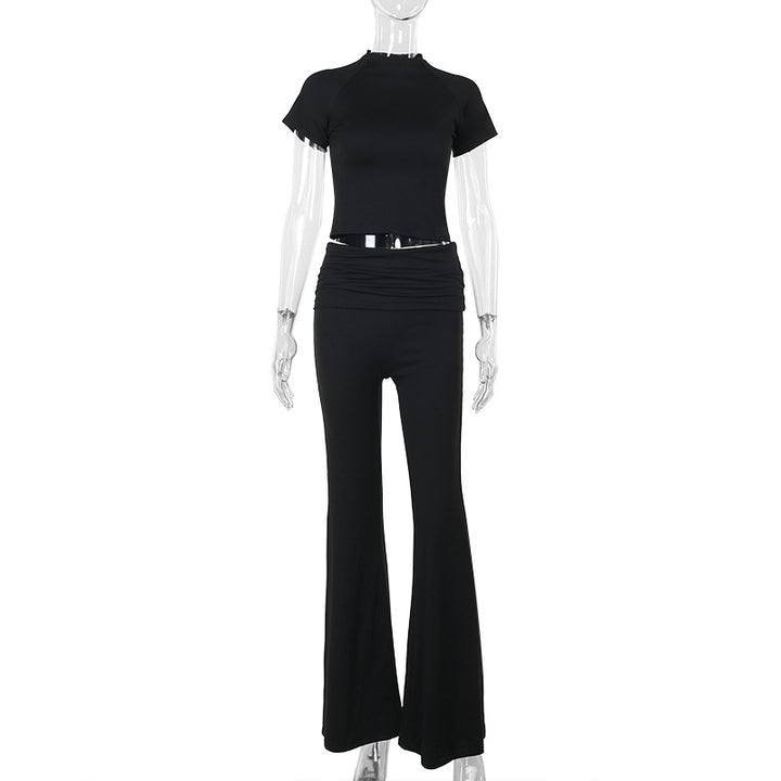 Damen Lässiges Koordinations-Set mit hoch taillierter Hose und kurzem Oberteil Echo Archiv