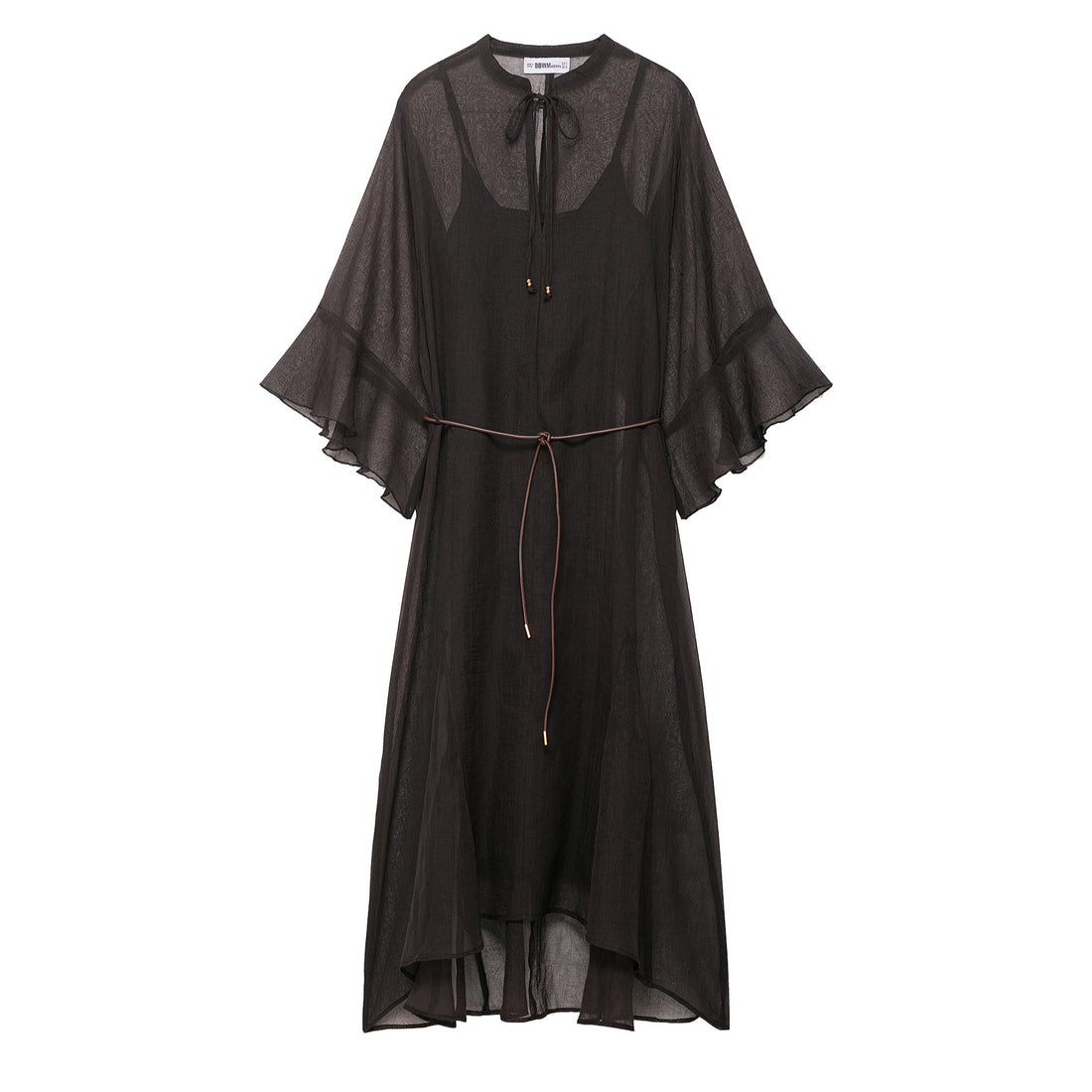 Damen Transparentes Chiffon-Kaftankleid mit Volantärmeln und Tunnelzug Echoarchiv