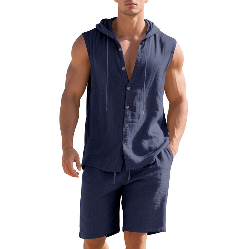 Herren lässiges Kapuzenshirt und Shorts Set Echoarchiv