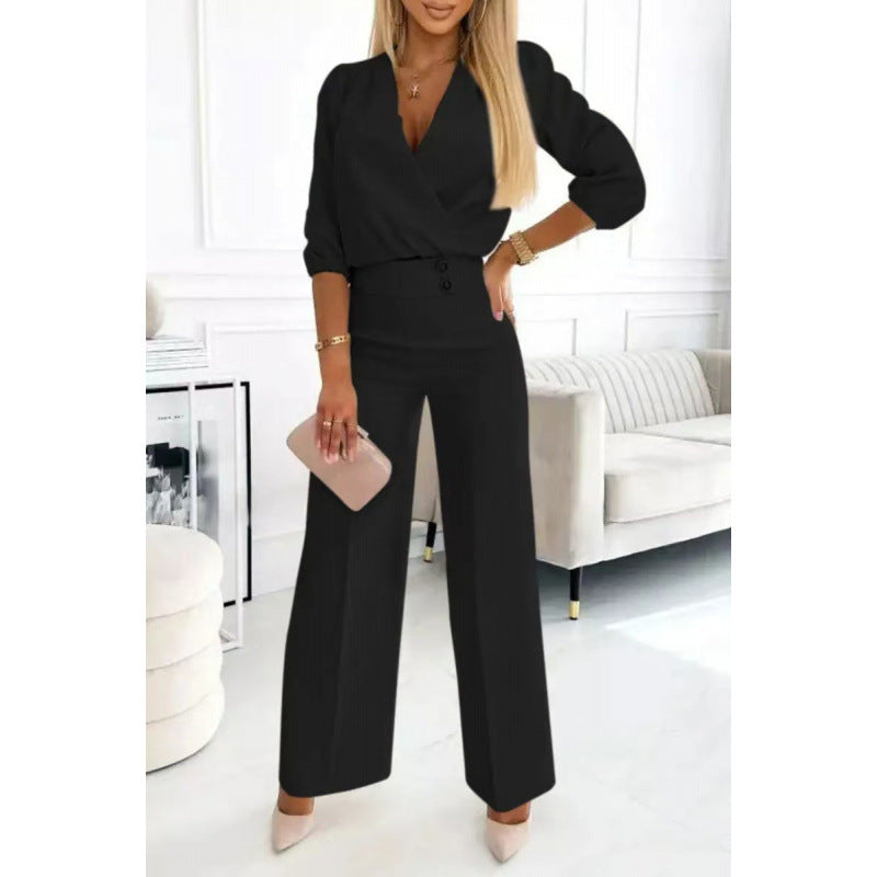 Damen elegantes Jumpsuit mit weiten Beinen Echoarchiv