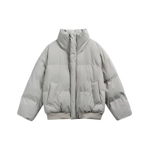 Damen Kurze wattierte Steppjacke im Boxy‑Cut mit hohem Stehkragen und Rippenbund Echoarchiv