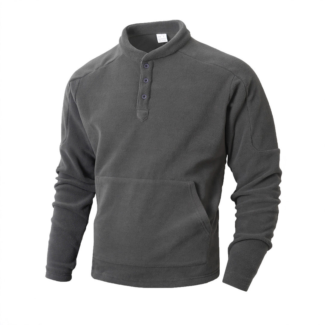 Herren Kuscheliger Fleece-Pullover mit Knopfleiste Echoarchiv