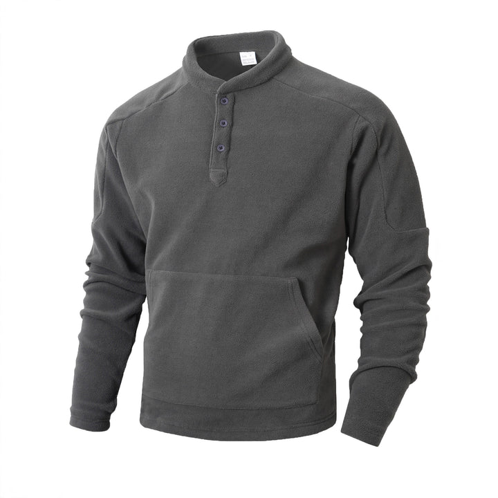 Herren Kuscheliger Fleece-Pullover mit Knopfleiste Echoarchiv