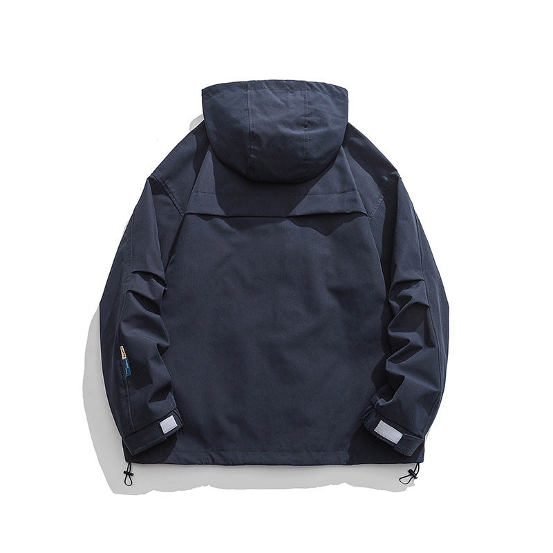 Unisex Oversize-Utility-Jacke mit Kapuze, multifunktionalen Pattentaschen und Kordelzug Echo Archiv