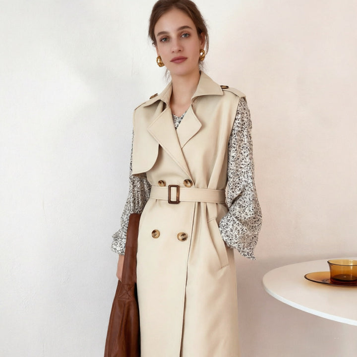 Damen Eleganter Trenchcoat mit Gürtel Echo Archiv