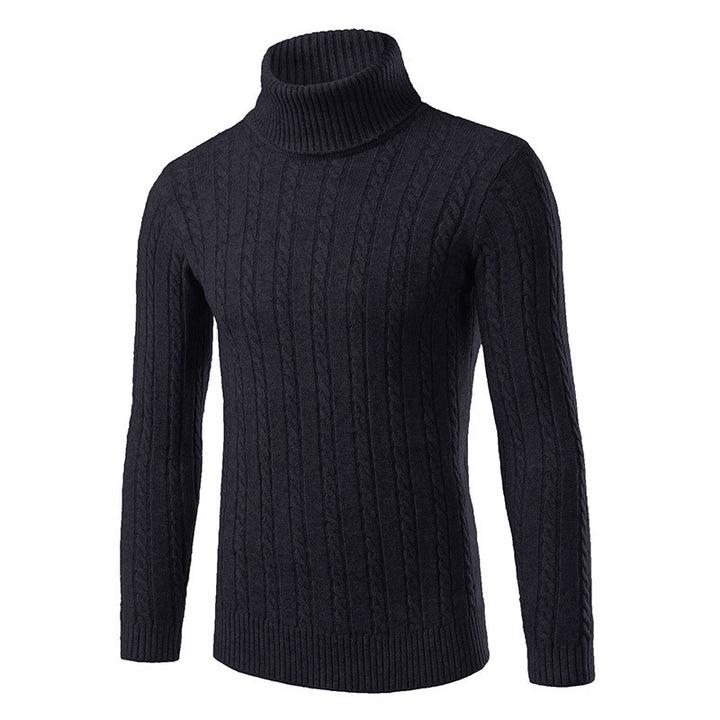 Herren stilvoller Rollkragenpullover mit Zopfmuster Echoarchiv