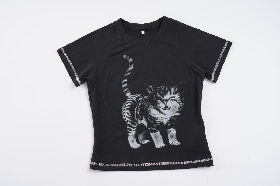 Damen T-Shirt mit kreativem Tierdruck und hochwertigem Baumwollmaterial Echo Archiv