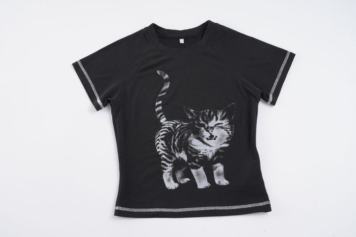 Damen T-Shirt mit kreativem Tierdruck und hochwertigem Baumwollmaterial Echo Archiv