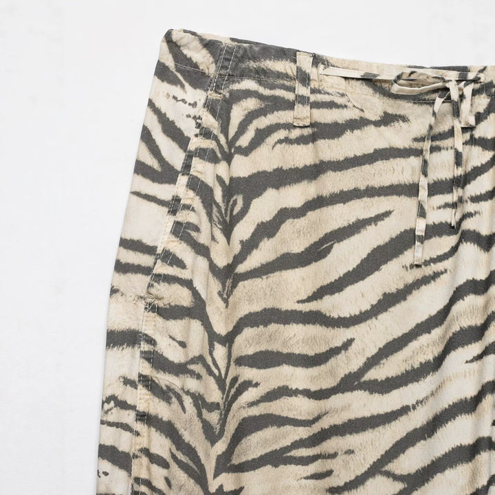Damen Leichte weite knöchellange Hose mit Tunnelzugbund und Zebra-Print Echo Archiv