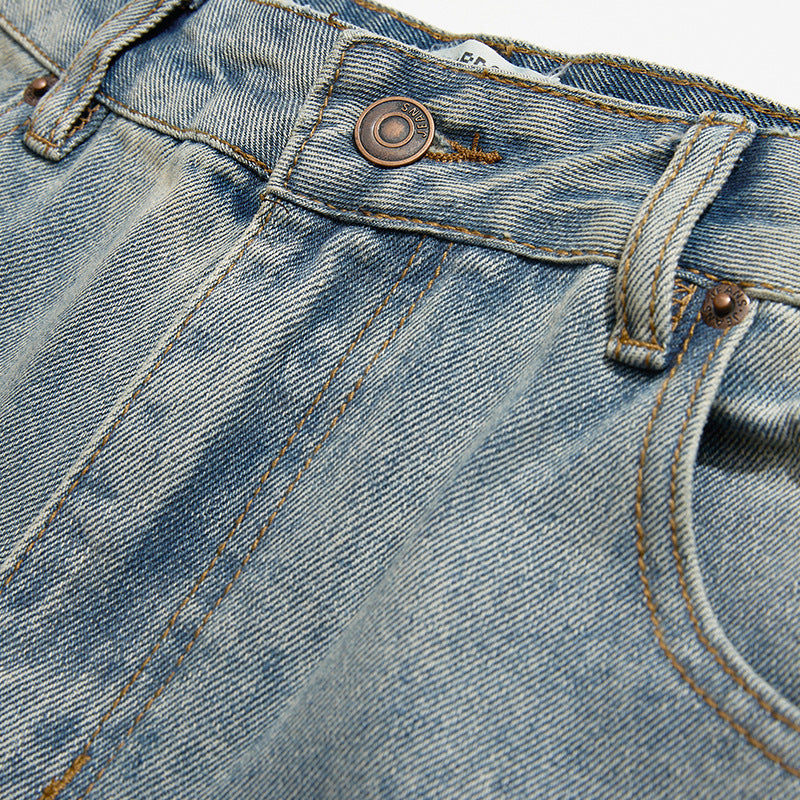 Herren Weite Cropped-Baggy-Jeans mit hohem Bund und Vintage-Waschung Echo Archiv