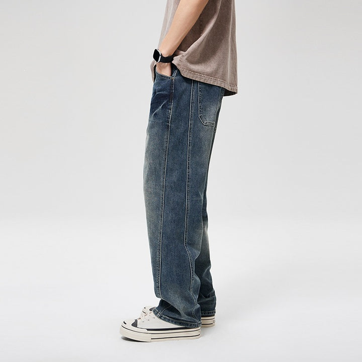 Herren Baggy-Denimhose mit hoher Bundhöhe, softem Stretch & Vintage-Finish Echoarchiv