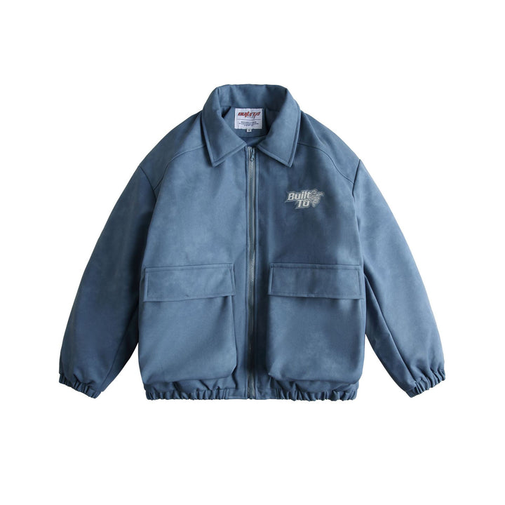 Herren Boxy Suede-Optik Blousonjacke mit aufgesetzten Pattentaschen Echoarchiv