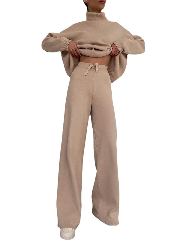Damen Weite Strickhose mit hoher Taille, Tunnelzug und weitem Bein Echo Archiv