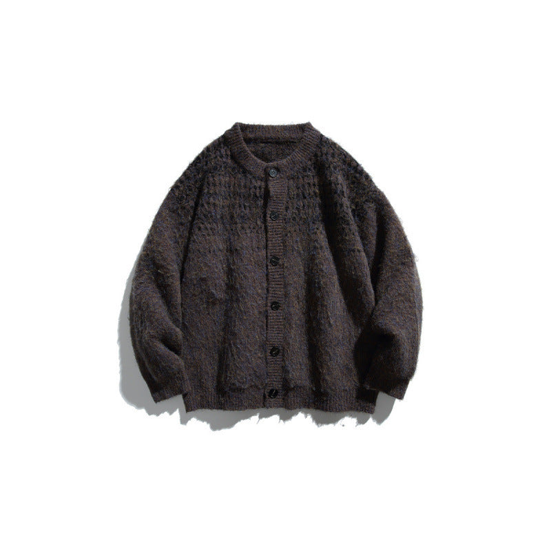 Damen Grobgestrickte Oversize-Strickjacke in Mohair‑Optik mit Rundhalsausschnitt und Knopfleiste Echo Archiv