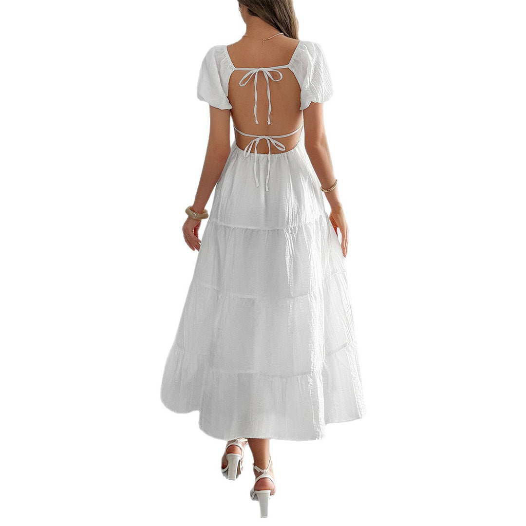 Damen Midi-Kleid mit voluminösen Puffärmeln und lässigem Schnitt Echo Archiv
