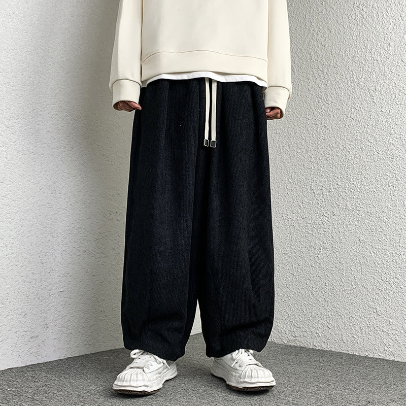 Unisex Extraweit geschnittene Cord-Loungehose mit Tunnelzug und elastischen Bündchen Echo Archiv