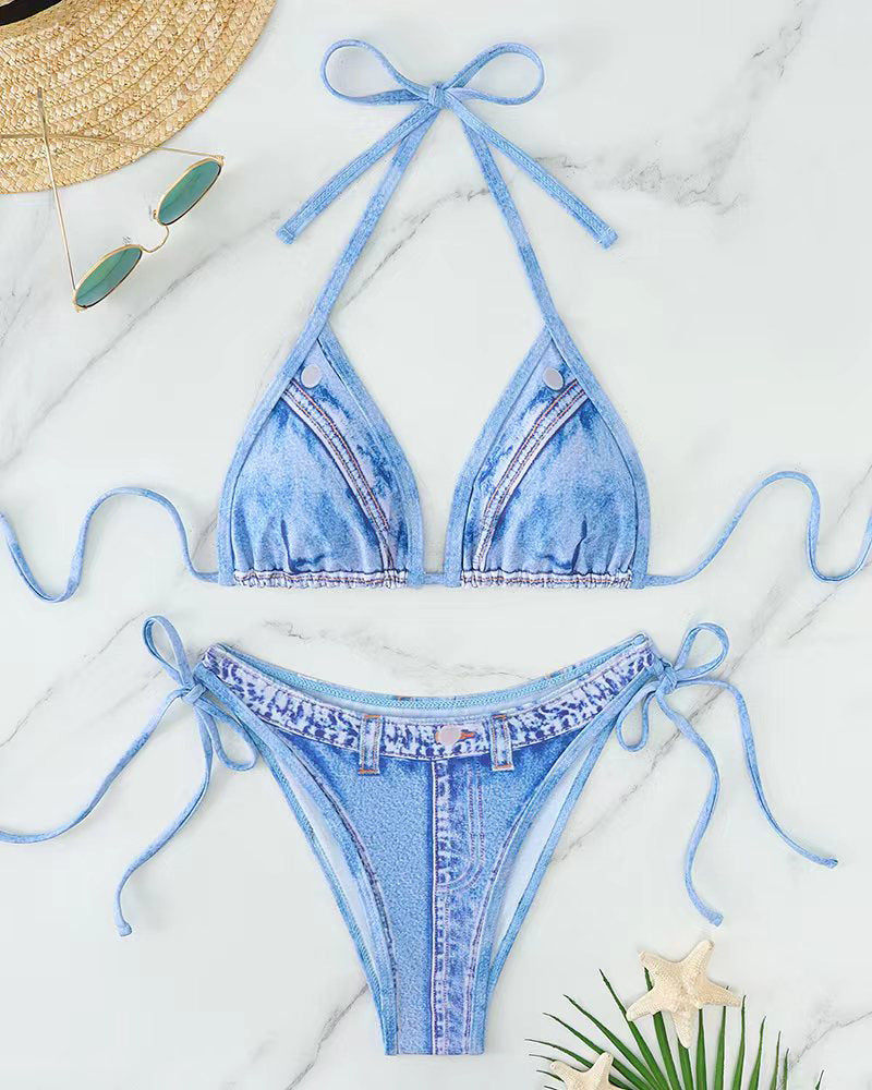 Damen Denim-Bikini mit modischem Schnitt – Maréssa