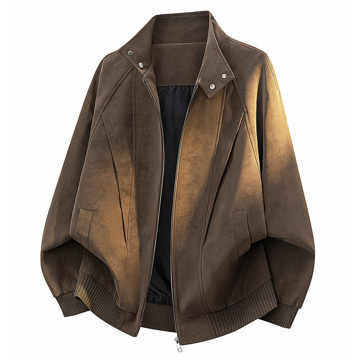 Damen Oversize Velours-Optik Bomberjacke mit Stehkragen, Druckknopfblende & Rippsaum Echoarchiv