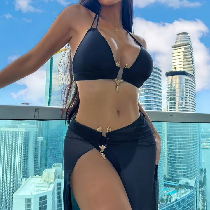 Damen Bikini-Set mit eleganter Wickelrock-Optik und verstellbaren Trägern Echo Archiv
