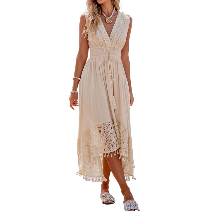 Damen Bohemian Maxikleid mit Spitzen- und Rüschendetails Echo Archiv
