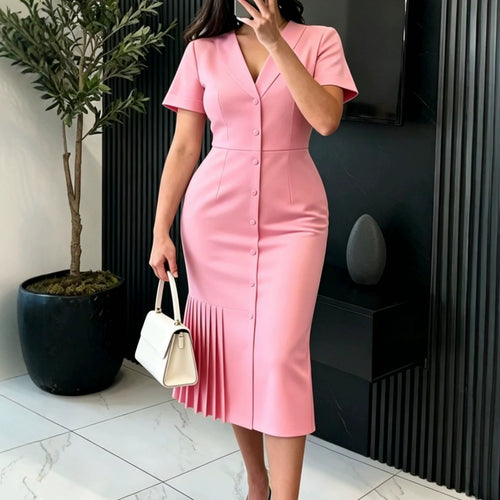 Damen figurumspielendes Midi-Kleid mit plissierten Details Echo Archiv