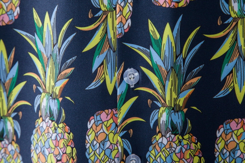 Herren Kurzarmhemd mit fruchtigem Ananas-Motiv und lockerer Passform Echoarchiv