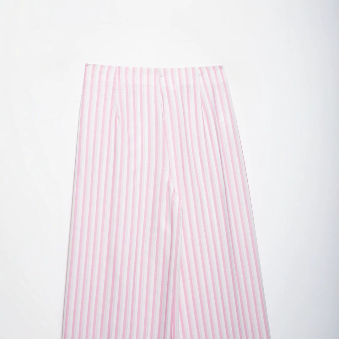 Damen Leichte Highwaist Palazzohose mit weitem Bein, Tunnelzug und vertikalem Streifenmuster Echo Archiv