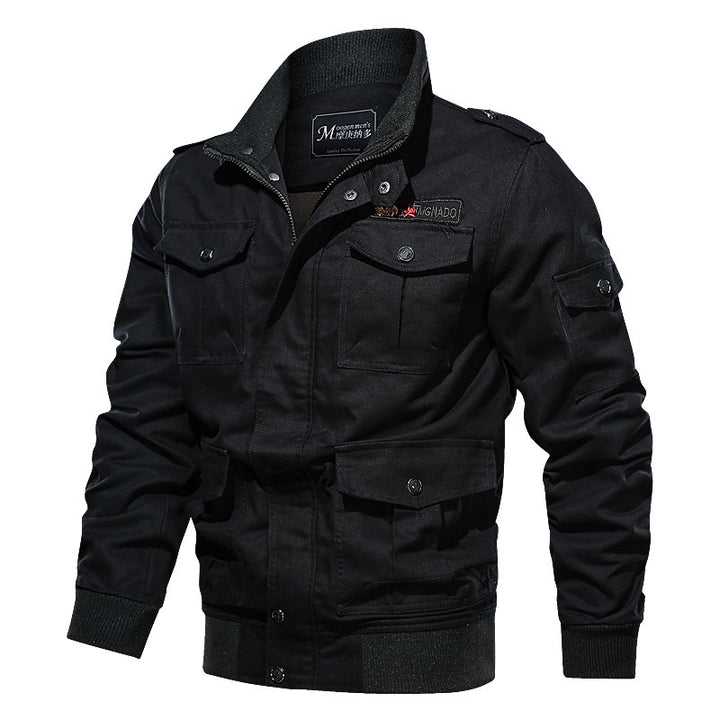 Herren robustes Baumwoll-Canvas Fieldblouson mit Pattentaschen, Schulterklappen und Rippbündchen Echo Archiv