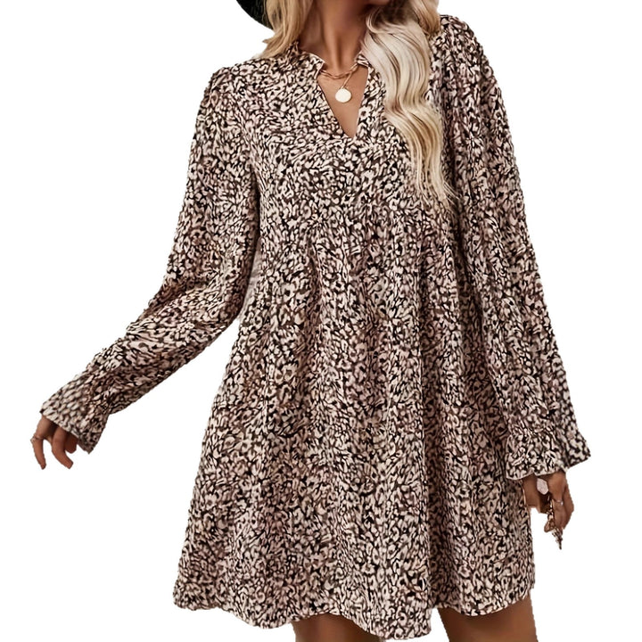 Damen Lockeres Chiffon-Minikleid mit V-Ausschnitt und Volantärmeln Echoarchiv