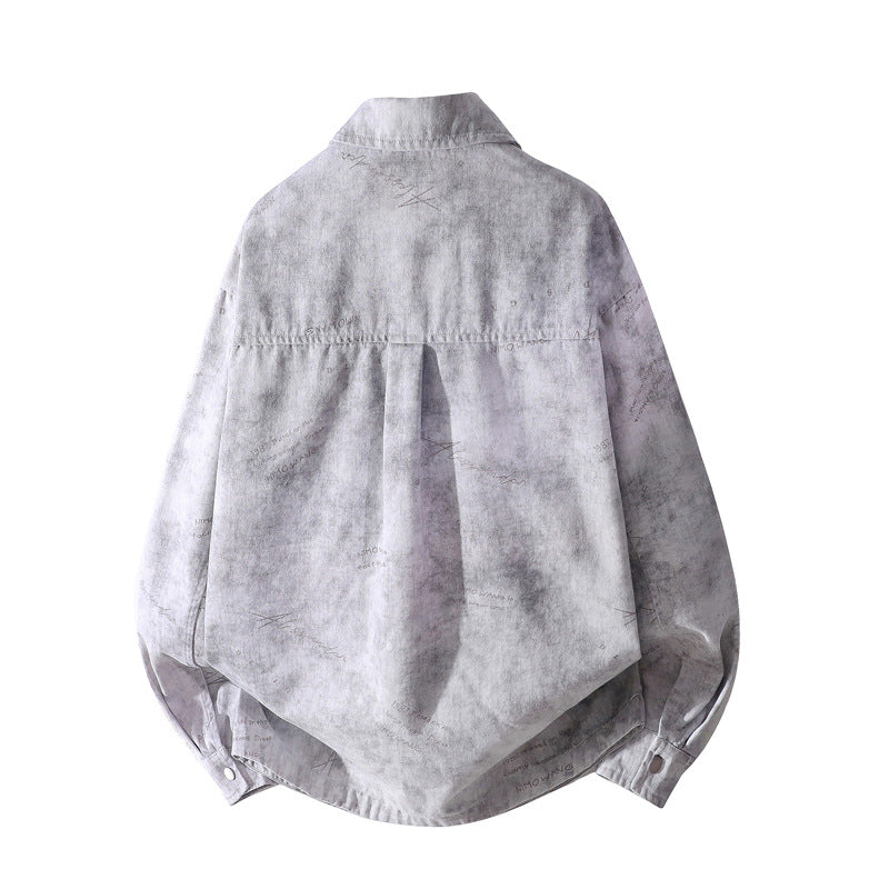 Herren Oversize-Hemdjacke mit Vintage-Waschung und Druckknopffront Echoarchiv