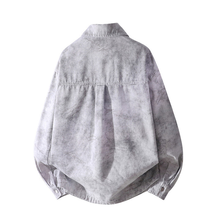 Herren Oversize-Hemdjacke mit Vintage-Waschung und Druckknopffront Echoarchiv