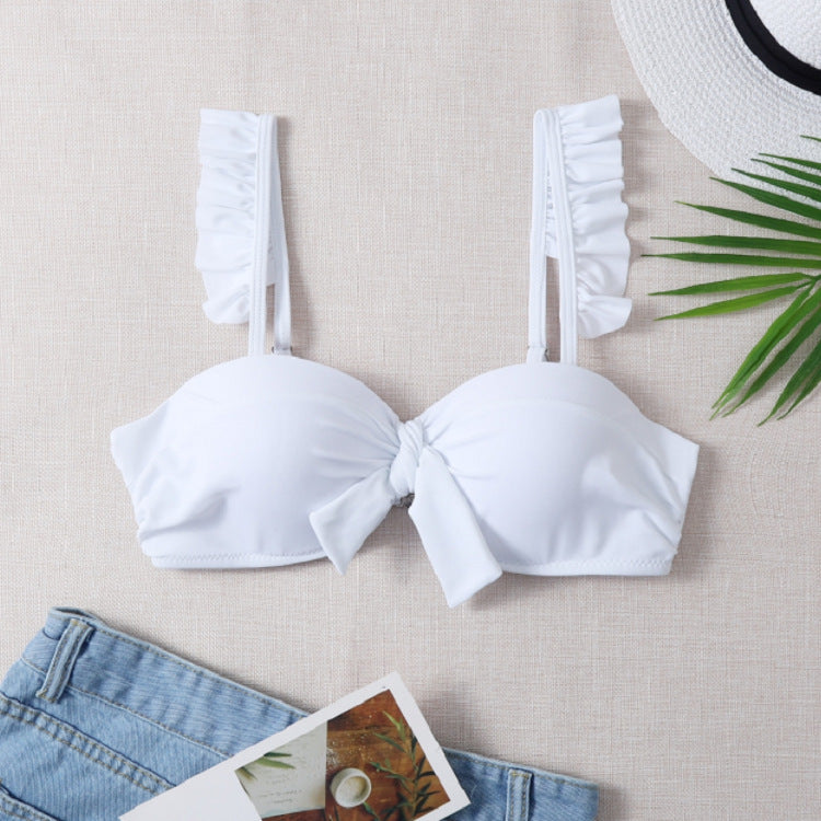 Damen Triangel-Bikinioberteil mit verspieltem Rüschendesign und knotenförmigem Ausschnitt Echo Archiv