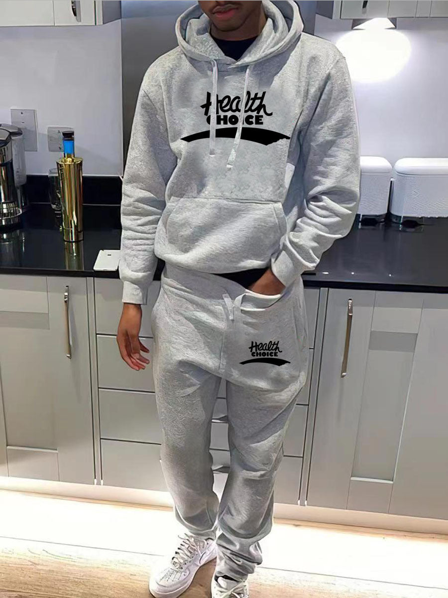 Herren Sweatshirt und Jogginghose Set mit healthorientierter Schriftart Echoarchiv