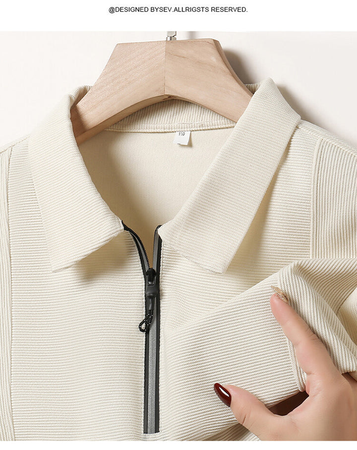 Herren lässiger Langarmpulli mit Halbreißverschluss und strukturiertem Design Echoarchiv