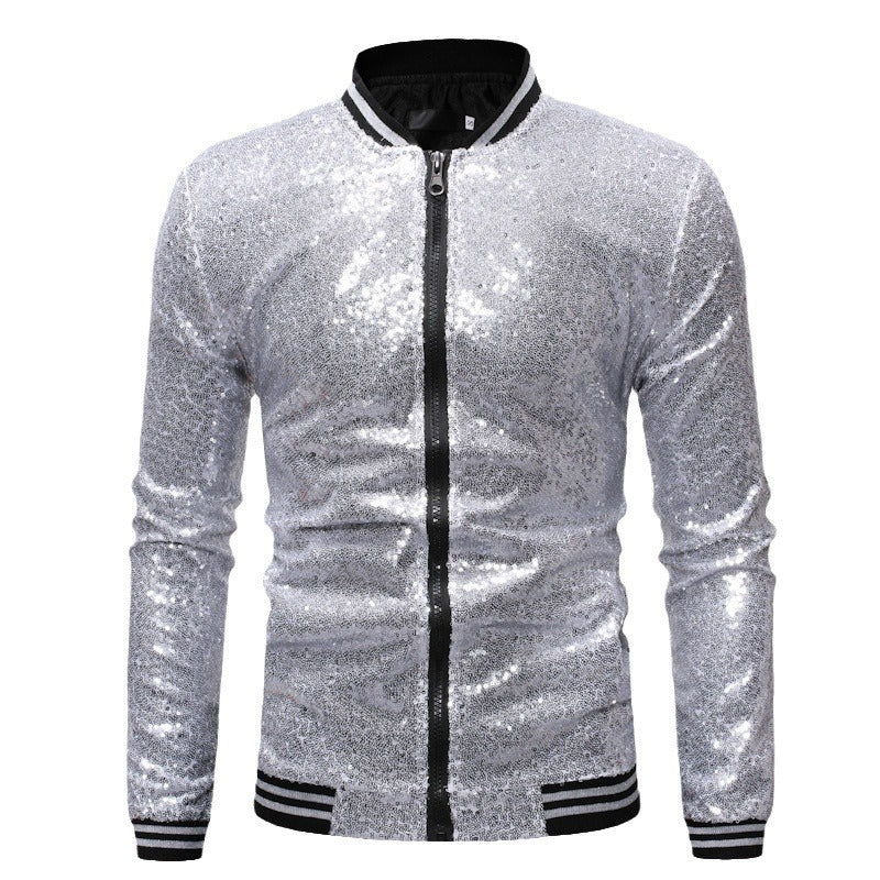 Herren Glitzernde Sportjacke mit Reißverschluss und elastischen Bündchen Echoarchiv