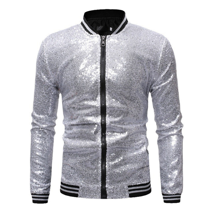 Herren Glitzernde Sportjacke mit Reißverschluss und elastischen Bündchen Echoarchiv