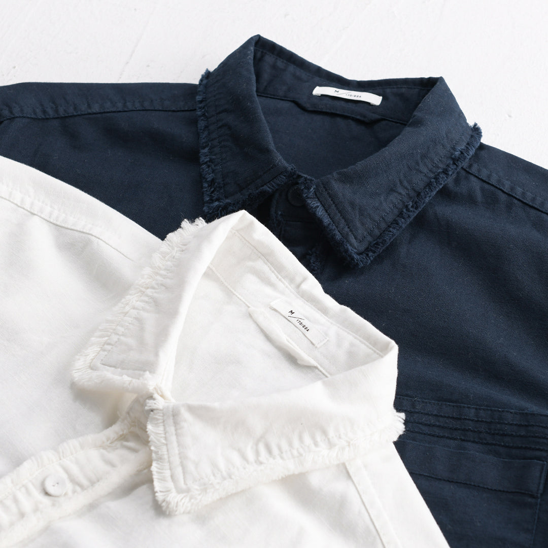Herren Fransen-Overshirt aus Baumwollmix mit Brusttasche und Knopfleiste Echoarchiv