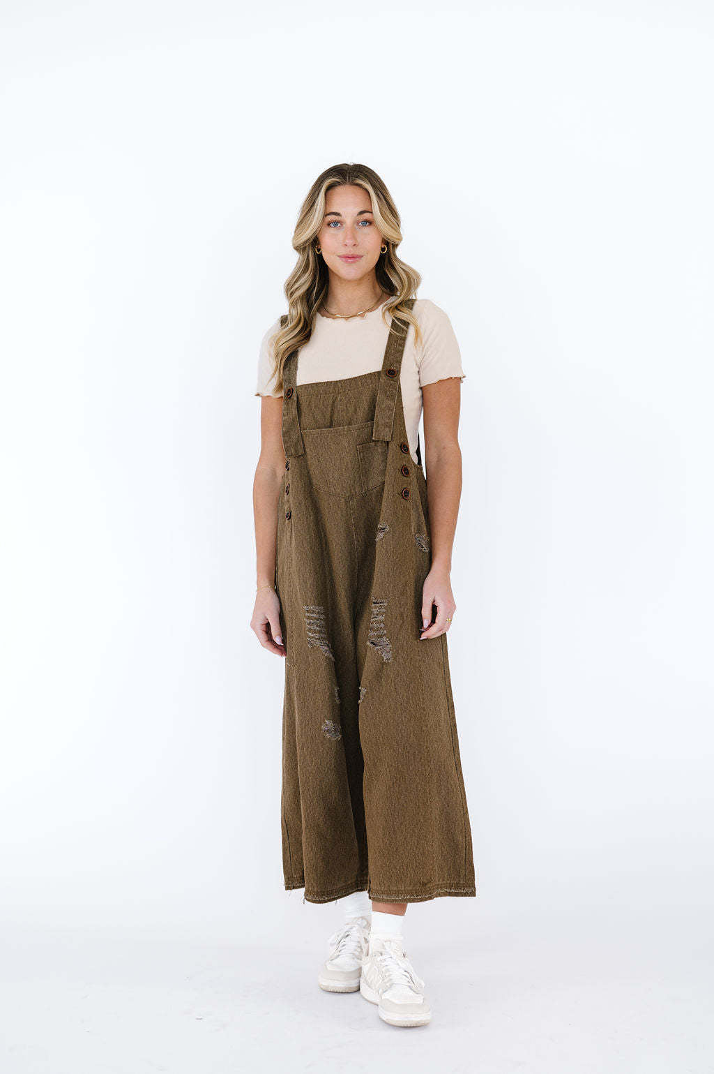 Damen nan lässige verwaschene Latzhose aus Jeansstoff mit Rissen und weitem Bein Echo Archiv