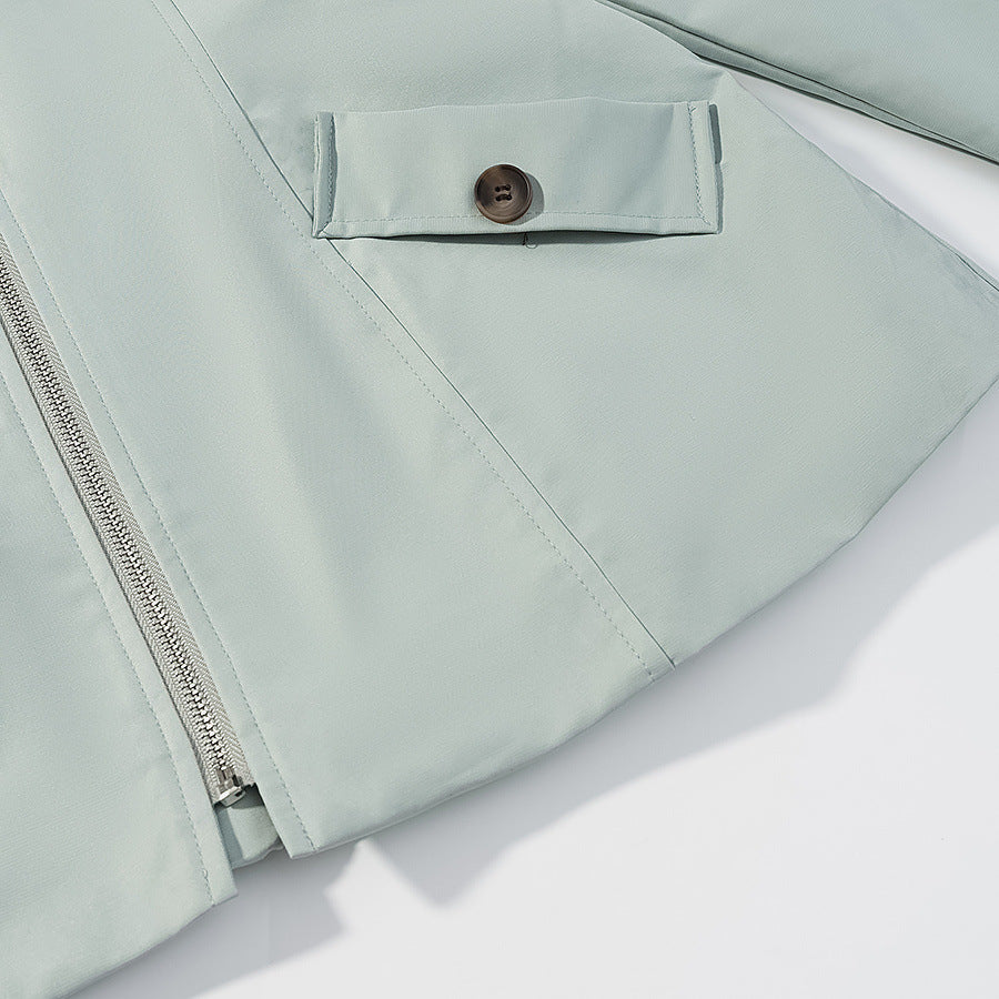 Damen Kurze Lederoptik-Blousonjacke mit Kontrastkragen und Reißverschluss Echo Archiv