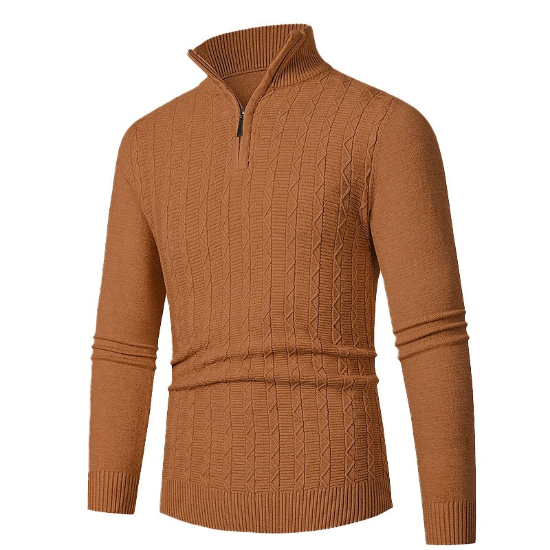 Herren modischer Strickpullover mit hochschließendem Reißverschluss und strukturiertem Design Echoarchiv