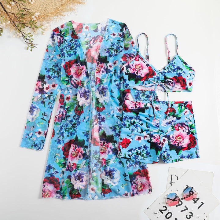 Damen Strandset mit floralem Kimono und Crop-Top Echo Archiv