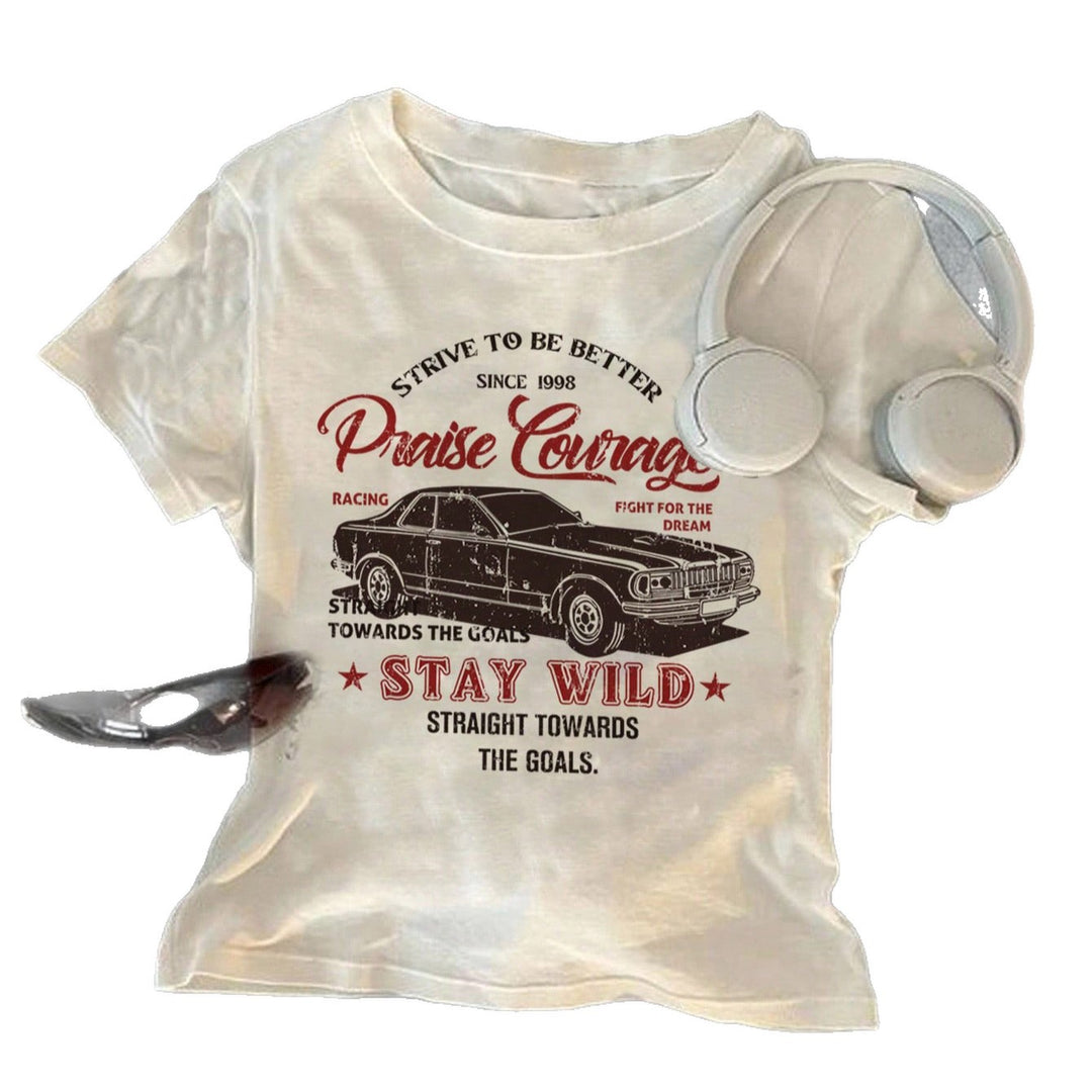 Damen T-Shirt mit kreativem Druck und lässigem Schnitt Echo Archiv