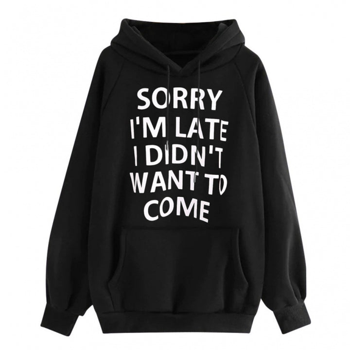 Damen Lockere Kapuzenpullover mit Statement-Print, Kängurutasche und Raglanärmeln – Auréline