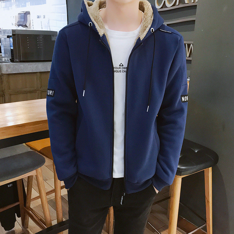Herren Urbaner Zip‑Hoody mit Teddyfutter, Stehkragen‑Kapuze & gerippten Bündchen Echoarchiv