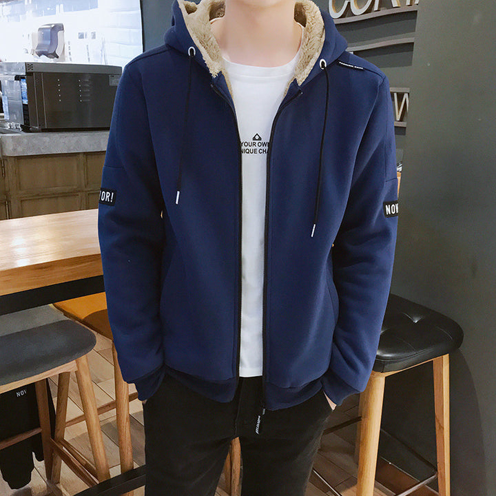 Herren Urbaner Zip‑Hoody mit Teddyfutter, Stehkragen‑Kapuze & gerippten Bündchen Echoarchiv