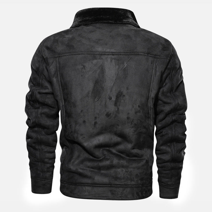 Herren nan gefütterte Lammfelloptik Jeansjacke mit Teddyfutter und Druckknopfleiste Echo Archiv