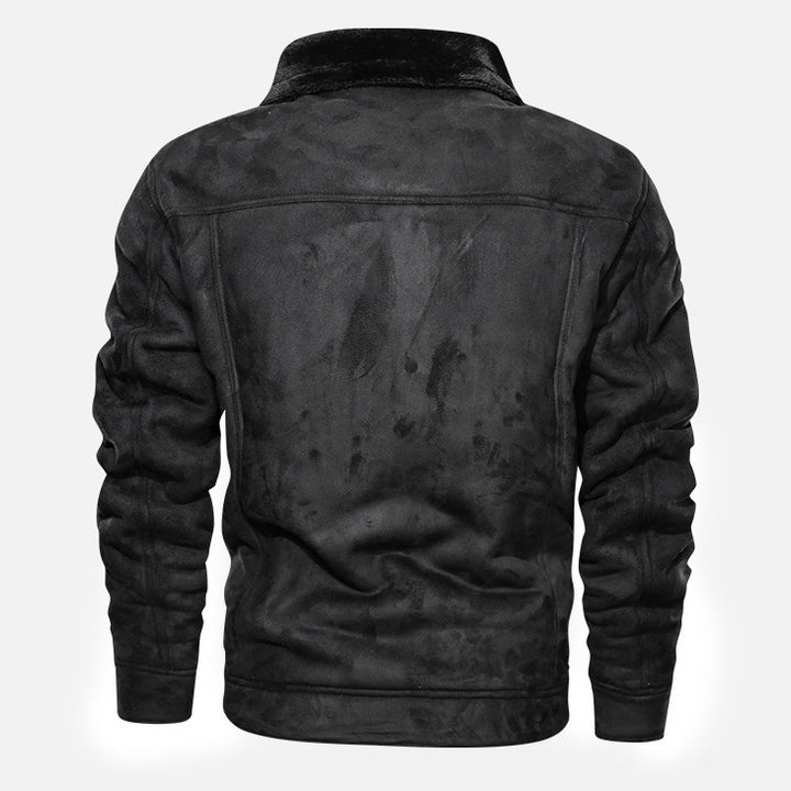Herren nan gefütterte Lammfelloptik Jeansjacke mit Teddyfutter und Druckknopfleiste Echo Archiv