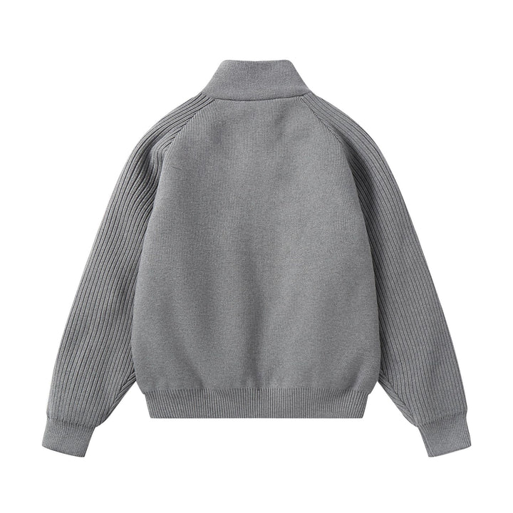 Unisex Strick-Zipjacke mit Stehkragen und gerippten Ärmeln Echoarchiv