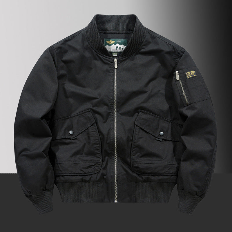 Herren Kurzschnitt Utility-Bomberjacke mit Cargo-Pattentaschen und Ärmelfach – Brevano